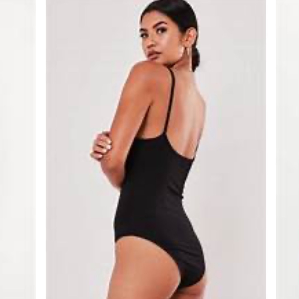 Missguided Black Drape Front Bodysuit 4 Adjustable Straps
